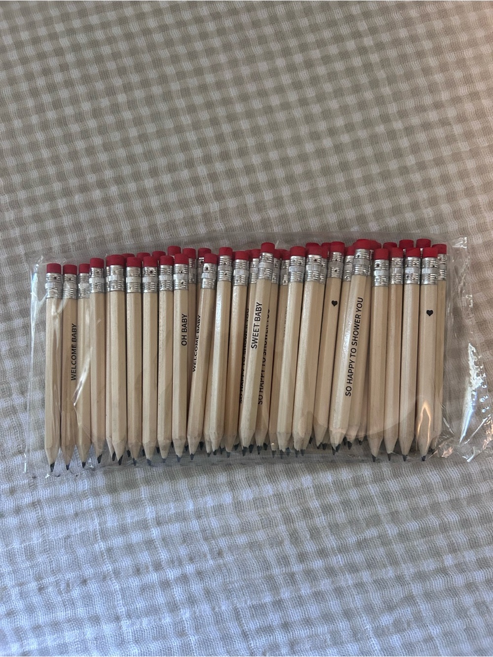 Baby Shower Mini Pencils with Red Erasers - Pack of 50